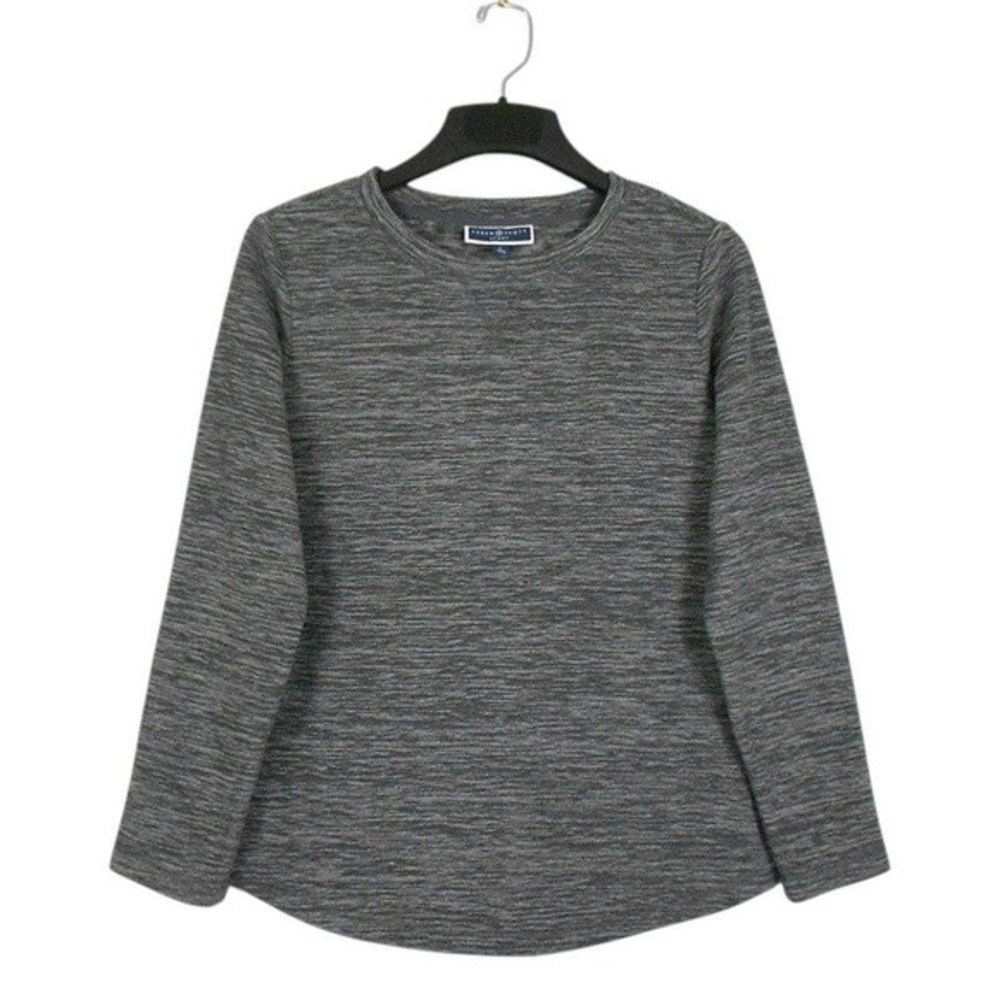 Karen Scott Sport Womens Top S Gray Micro Fleece Crew Neck Long Sleeve Casual